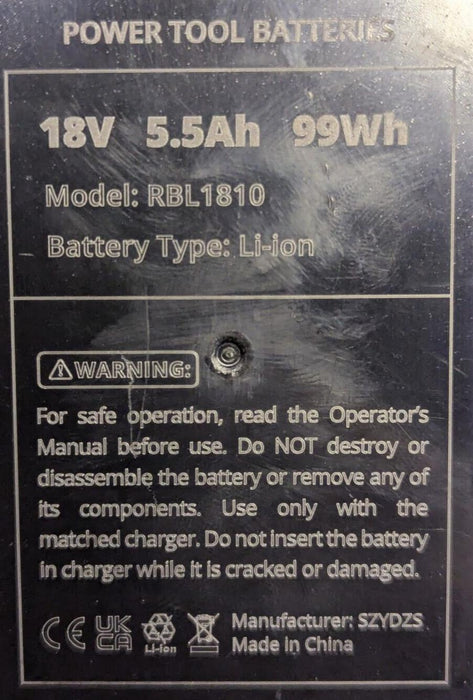 For Ryobi Power Tool Battery RBL1810 18V 5.5Ah 1 Pack Li-ion Lithium Battery