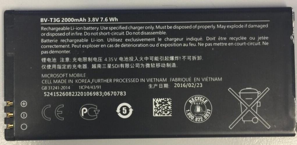 USED Battery BV-T3G Nokia Microsoft Lumia 650 2000 mAH New Original 100% Genuine