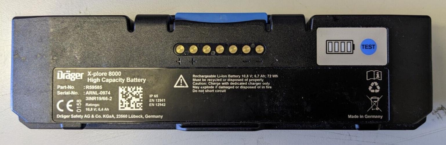 Drager X-plore 8000 High Capacity Battery R59585 10.8V 6.4Ah