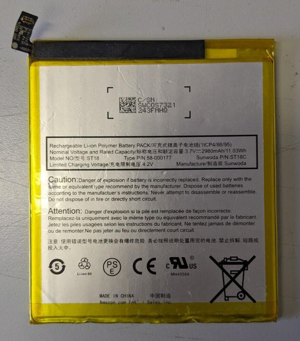 Replacement ST18 Battery 2980mAh for Kindle Fire 7th Gen NEW
