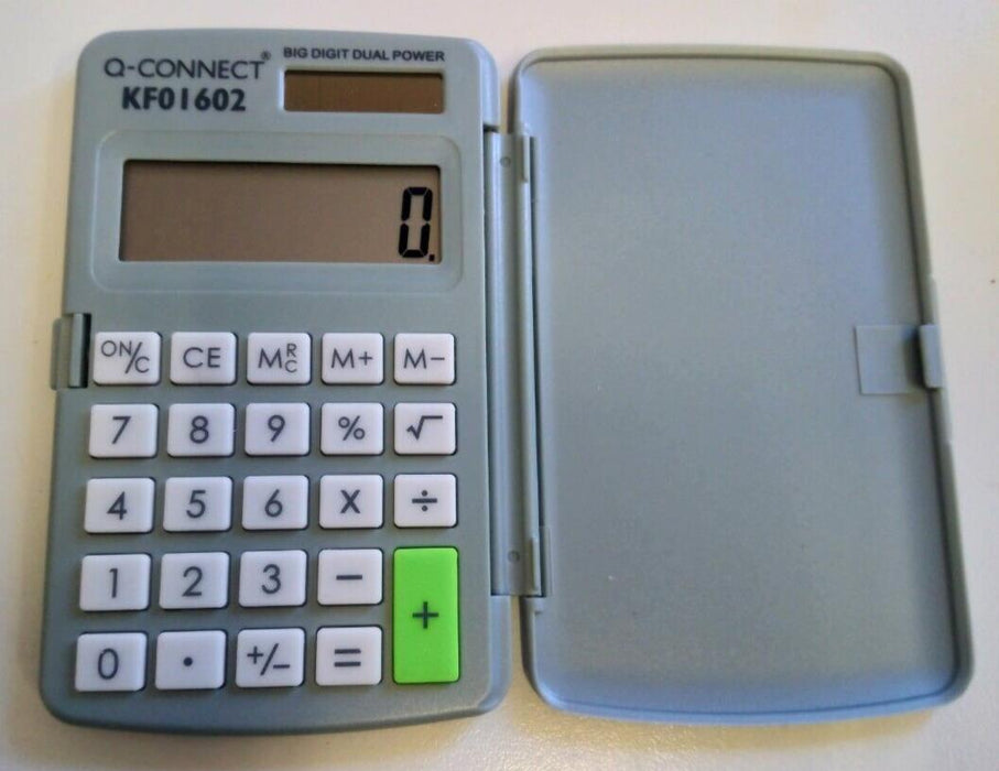 Q-Connect Pocket Calculator Solar and Battery Operated School Office Business