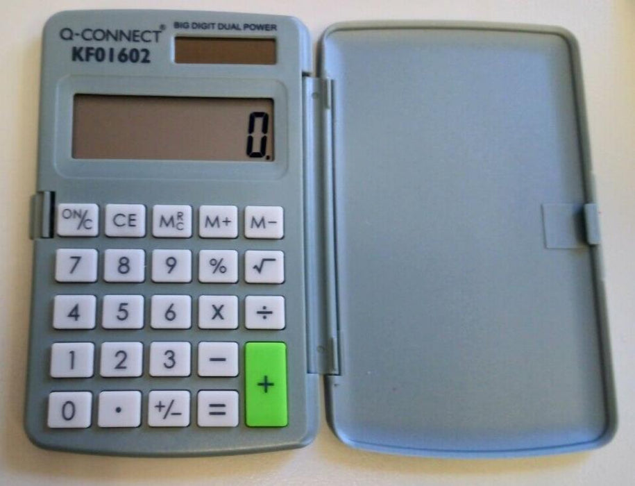 Q-Connect Pocket Calculator Solar and Battery Operated School Office Business