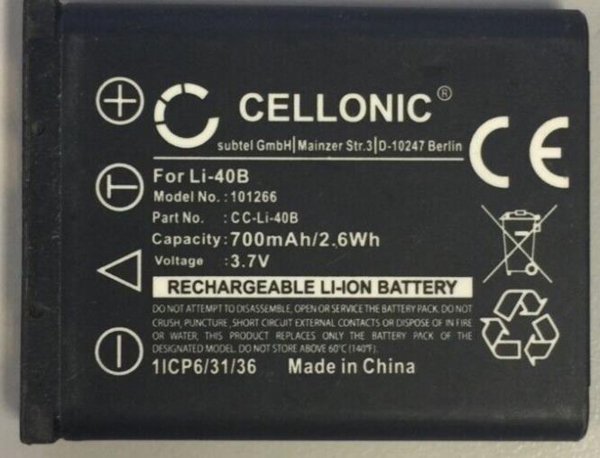 Battery for Olympus LI-40B 700mAh