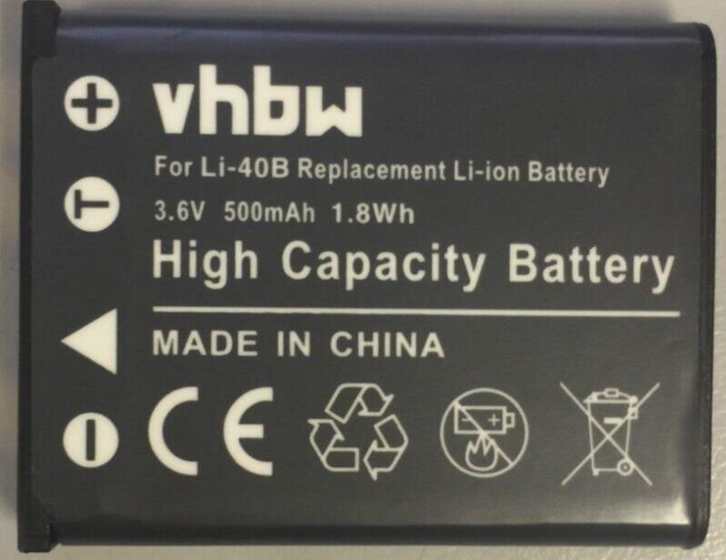 VHBW Battery Replacement For Olympus Li-40B Li-42B 500mAh
