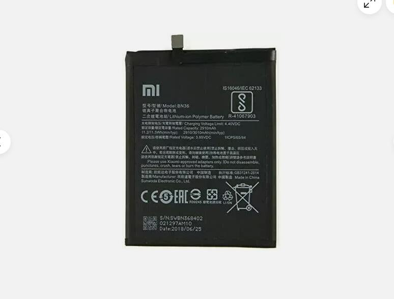 BN36 2910 mAh Internal Battery Replacement For Xiaomi Mi A2 Mi 6x