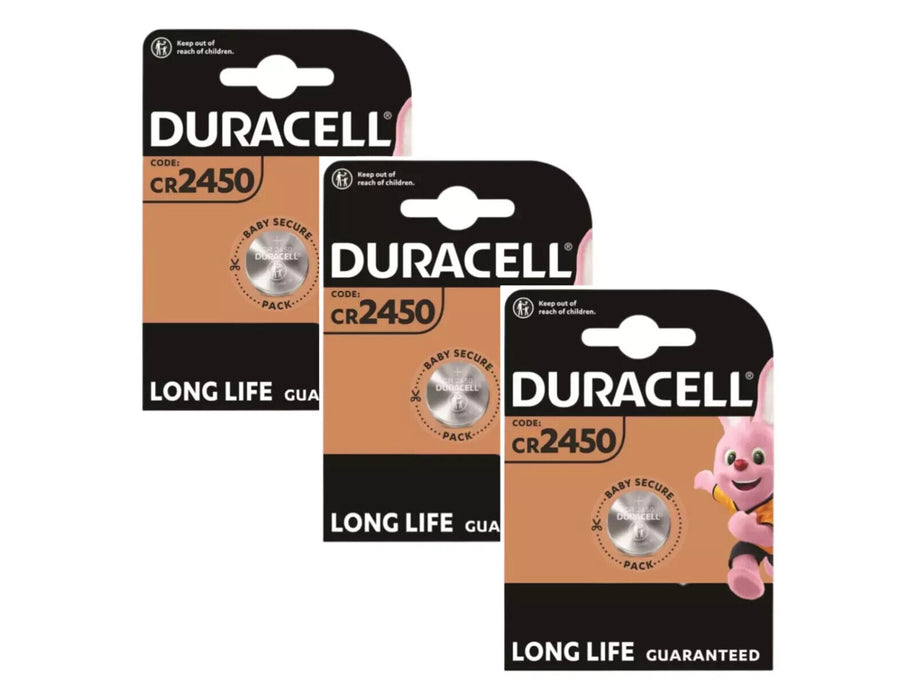 3 Pack Duracell CR2450 3V Lithium Coin Cell Battery 2450 DL2450 Long Expiry