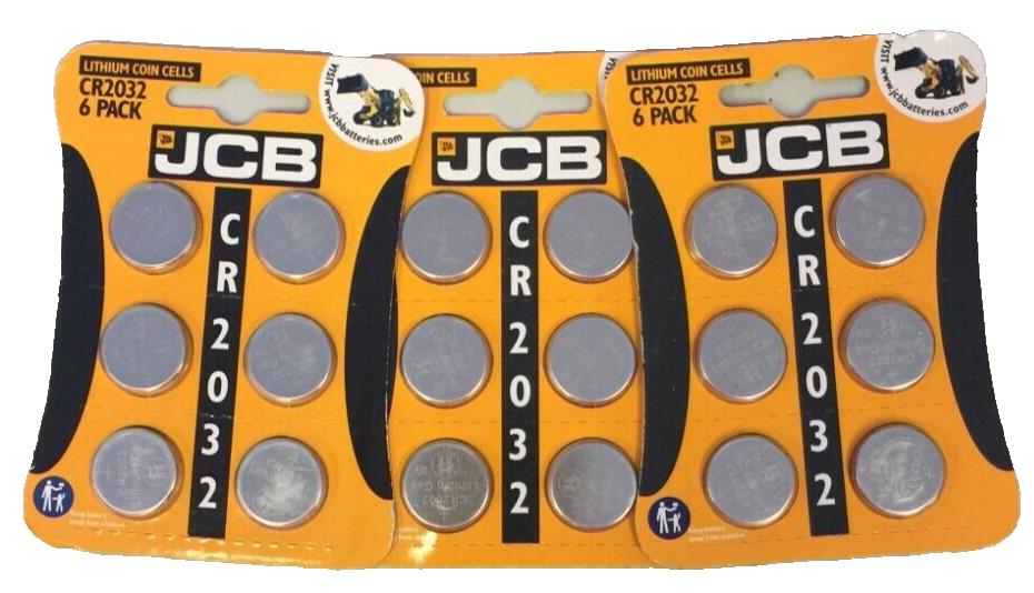 JCB 18 x CR2032 Lithium Coin Cell 3V Battery DL2032 BR2032 SB-T15 pack of 18