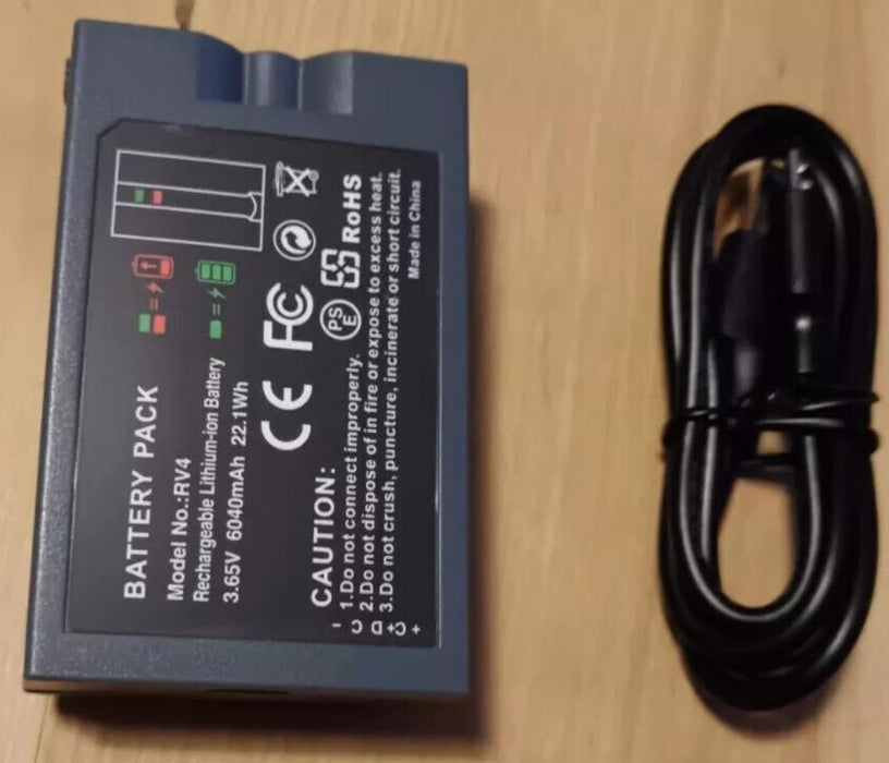 RV4 Gray 6040mAh Rechargeable Lithium-Ion Battery 3.65v 22.1wh For Ring Doorbell