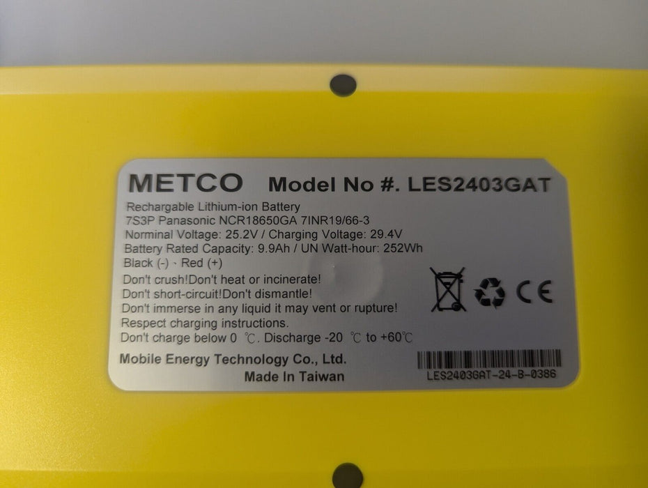 Travel Scoot Model #LES2403GAT Panasonic Battery
