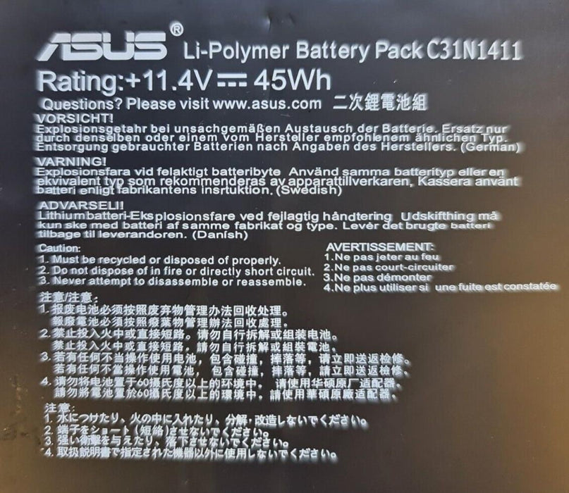 ASUS 11.4V 3.9AH C31N1411 Battery - ASUS Zenbook UX305 UX305F R006