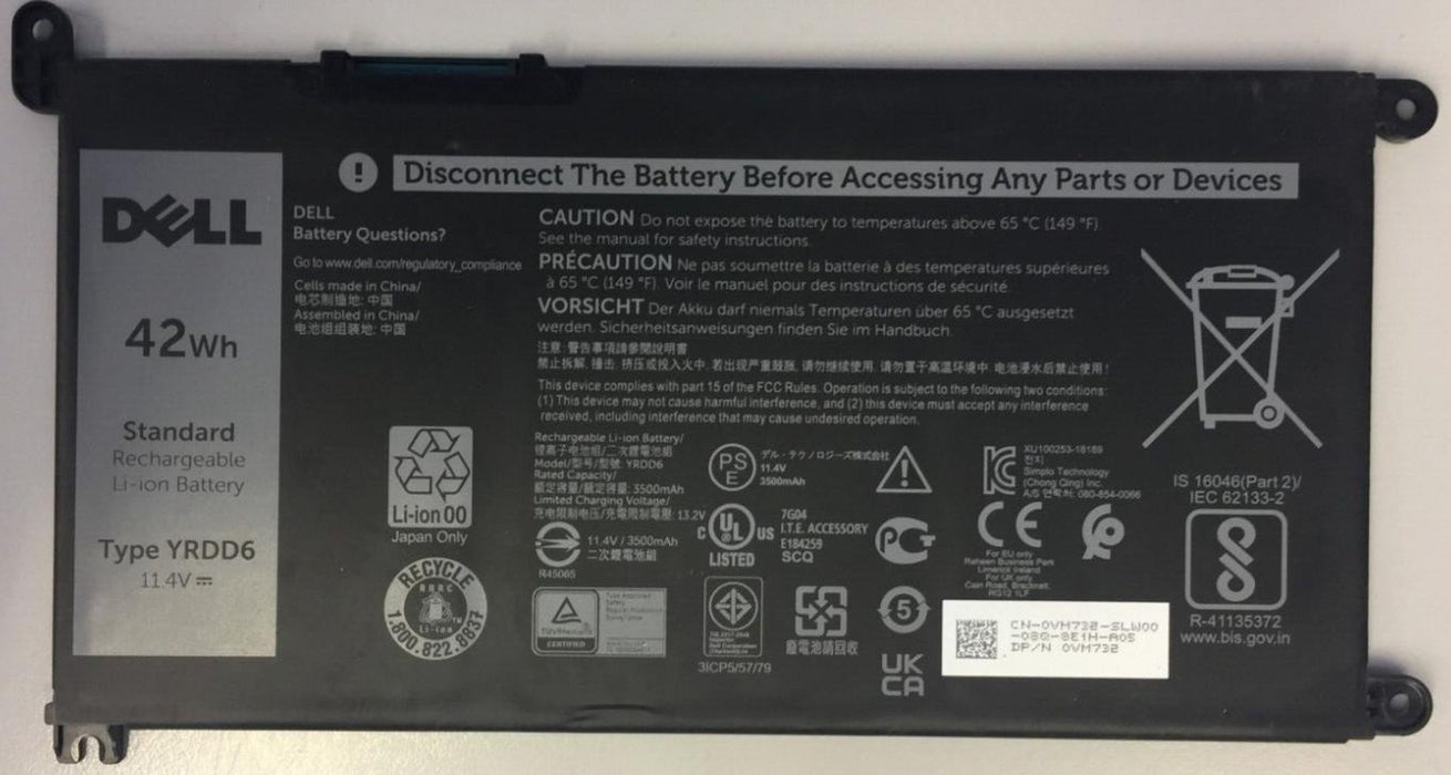YRDD6 Dell Battery Inspiron 15 3000 3493 3582 3583 3593 3793 3501 VM732