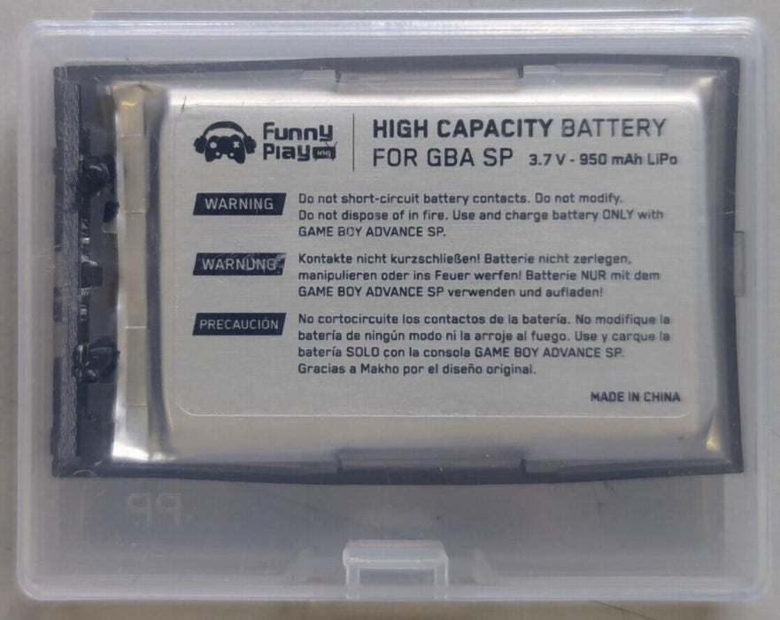 Gameboy Advance Sp 950 mAh Lipo battery - Funnyplaying GBA SP Replacement