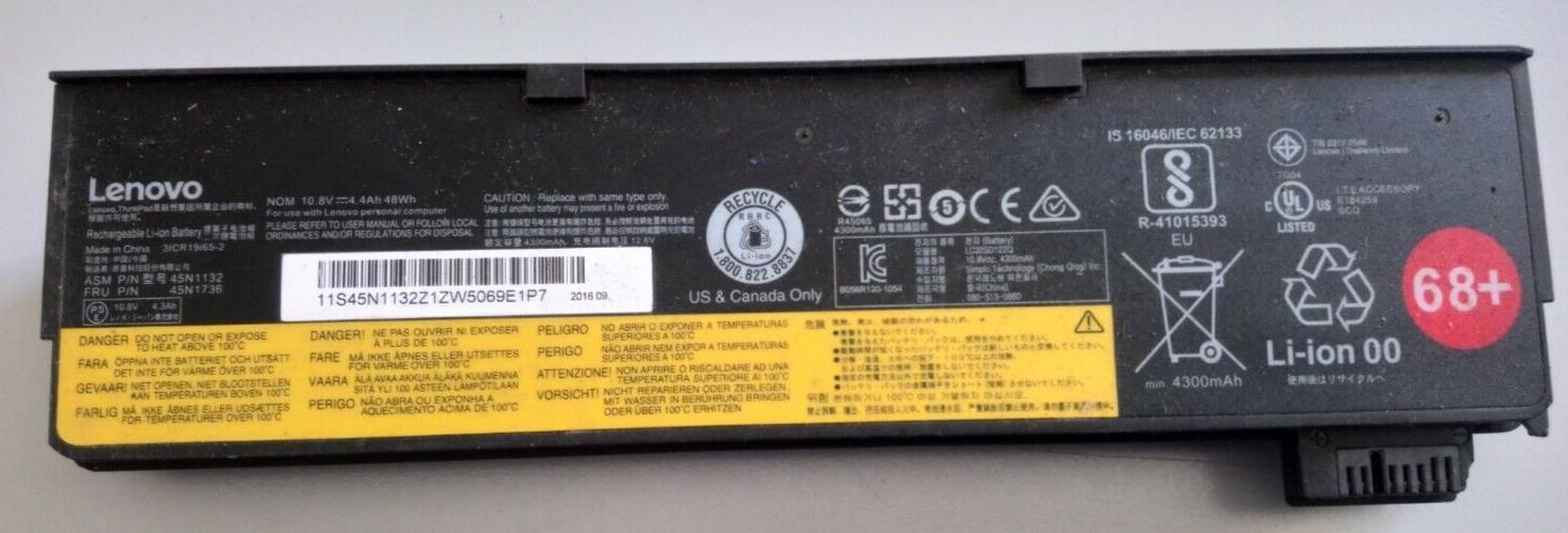 Used Battery for Lenovo 45N1125 45N1126 45N1127 45N1130 45N1132 68+ (4400mAh)