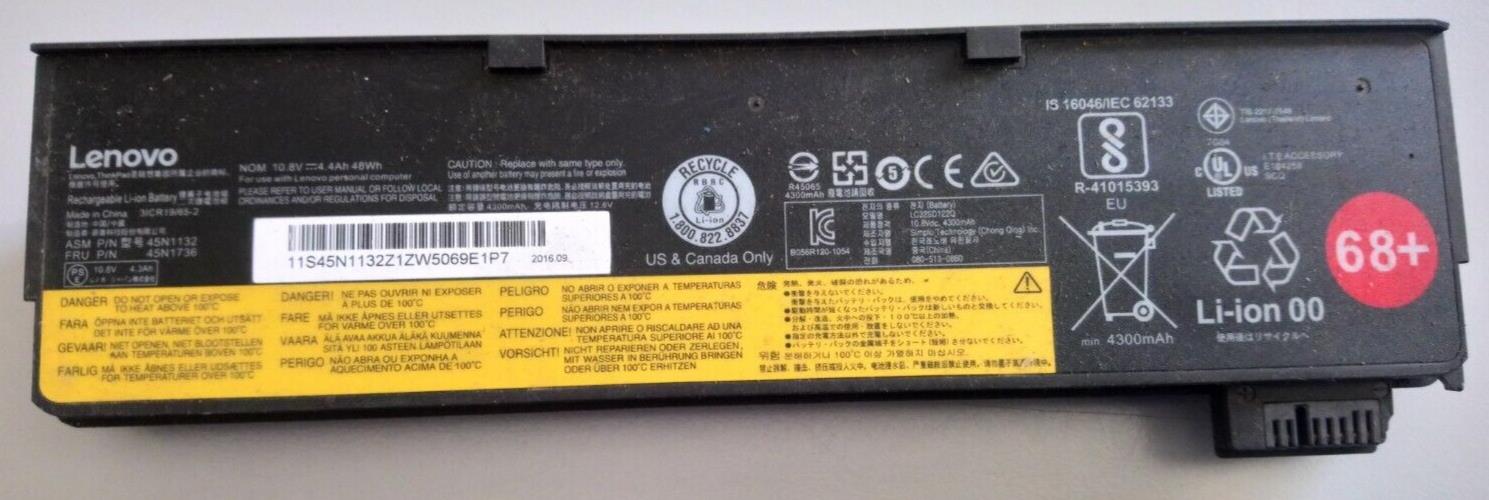 Used Battery for Lenovo 45N1125 45N1126 45N1127 45N1130 45N1132 68+ (4400mAh)