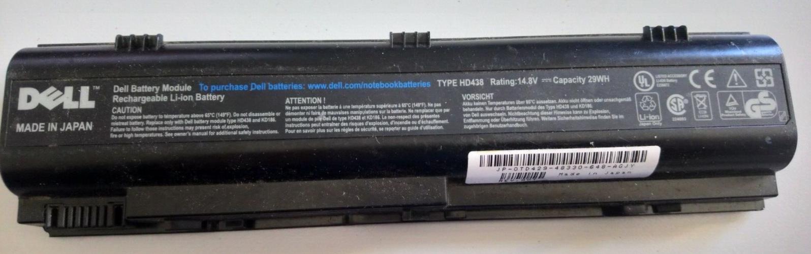 Used Dell HD438 Battery for Inspiron 1300 B120 B130 Latitude 120L KD186 TD429