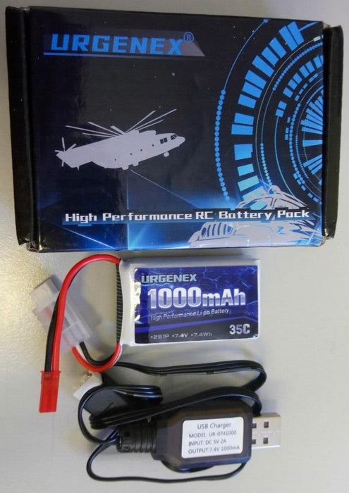 URGENEX RC Battery 1000mAh 7.4V 35C Lipo Battery