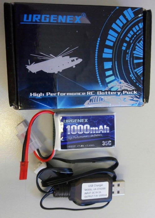 URGENEX RC Battery 1000mAh 7.4V 35C Lipo Battery