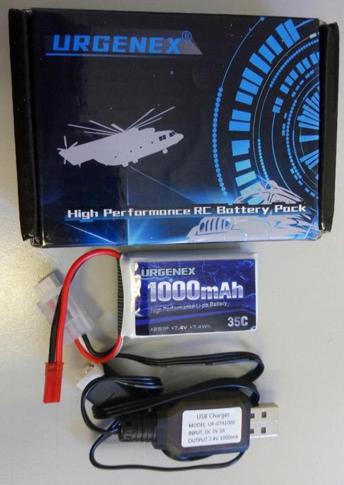 URGENEX RC Battery 1000mAh 7.4V 35C Lipo Battery