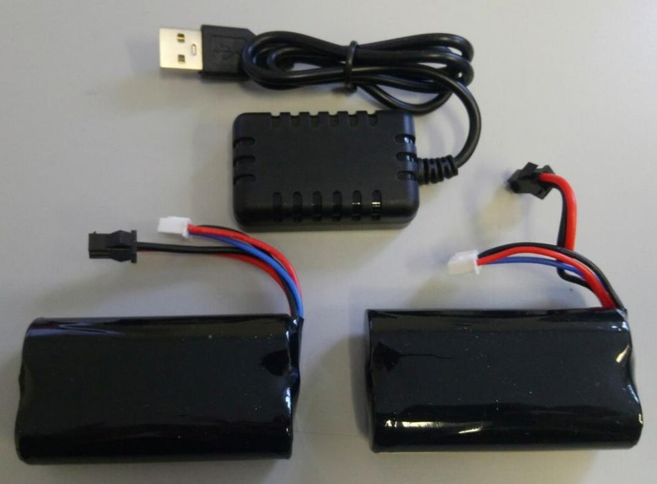 URGENEX RC Battery 2000mAh 7.4V  Lipo Battery x 2 + USB Charger