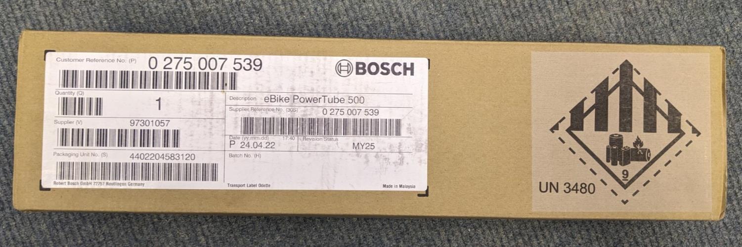 Original Bosch Powertube 500 - Vertical, LION Battery 36V 13.4Ah (500Wh)