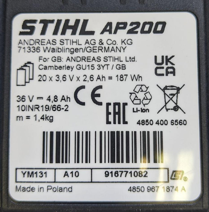 Stihl AP200 Lithium-ion 187 Wh Cordless Battery NEW