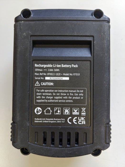 Rutlands R7018 Rechargeable Battery 18V 2.0Ah - 36Wh
