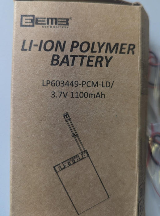 Lithium Polymer Battery 3.7V 1100mAh 603449 Lipo x2