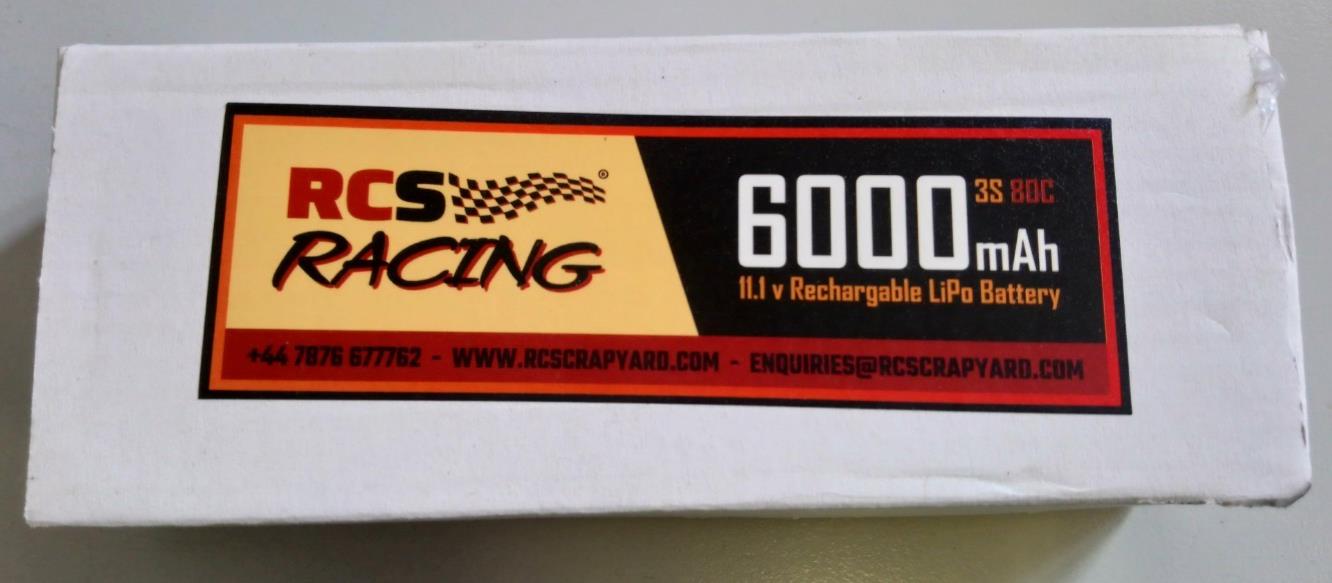 RCS Racing 3S 11.1V Battery 6000mAh 80C with Deans Style Red T Connector