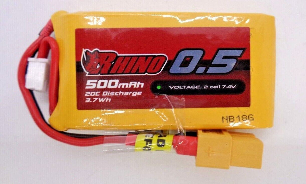 Rhino 500mAh 3.7v 20C Lipo Battery Pack w/XT60 new unused
