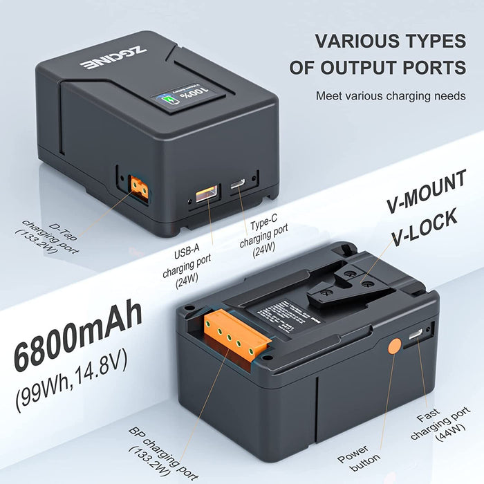 ZGCINE ZG-V99 V2 Upgraded Version Mini V-Mount Battery 99Wh 14.8V 6800mAh