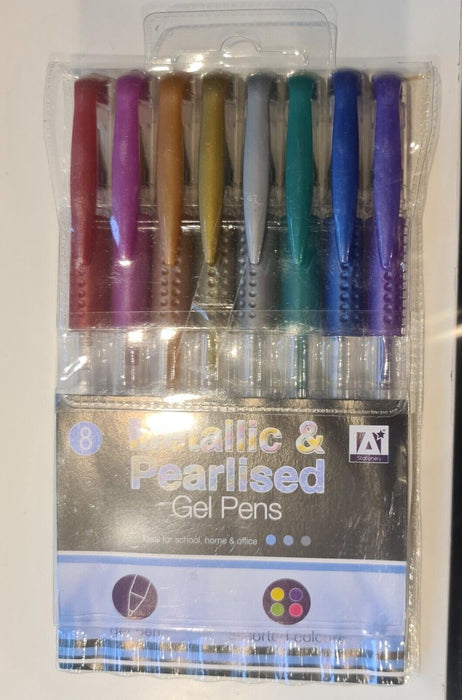 A Star Metallic & Pearlised Gel Pens Pack 8