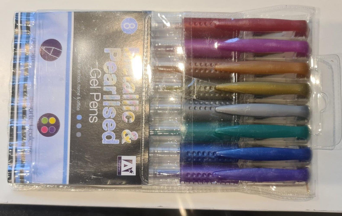 A Star Metallic & Pearlised Gel Pens Pack 8