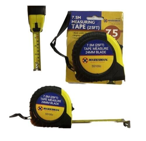 7.5M Tape Measure 25FT Heavy Duty Industrial 24mm Width Smooth Blade Recoil Belt