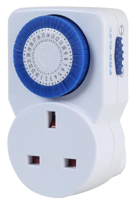 24 Hour Plug In Mechanical Timer Switch Analogue 3 Pin Adapter