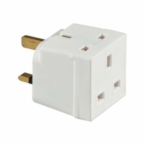 3x 2 WAY 3 PIN ADAPTOR SOCKET 13 AMP DOUBLE SOCKET HOUSEHOLD MULTI PLUG ADAPTER