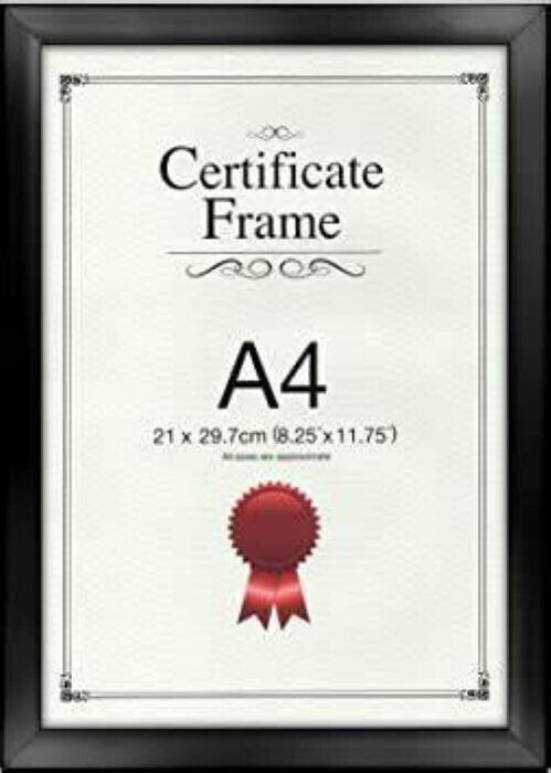 A4 Certificate Flat Picture Photo Frames 21cmx29.7cm Midnight Black Wall Hanging