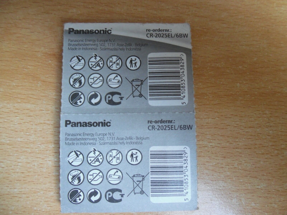 2 Panasonic CR2025 3V Lithium Coin Cell Battery 2025 For Watches Fob Keys Alarm