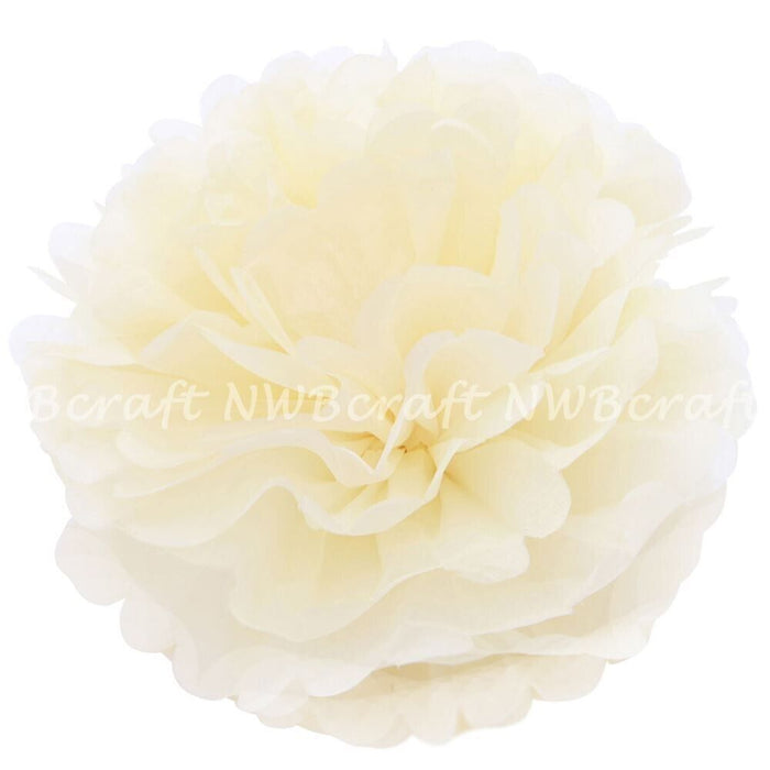 10x Packs Ivory Cream Tissue Paper Pompoms Flower Balls Wedding Party Decoration