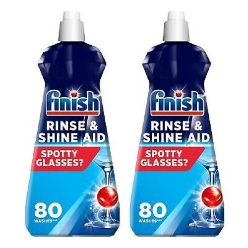 2 x Finish Dishwasher Rinse Aid Shine Orig 400ml Drier Glasses Spot Prevention