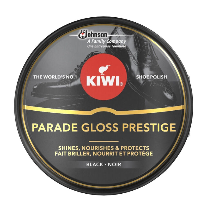 3x Kiwi Black Shoe Parade Gloss Prestige Polish Tin, 50ml