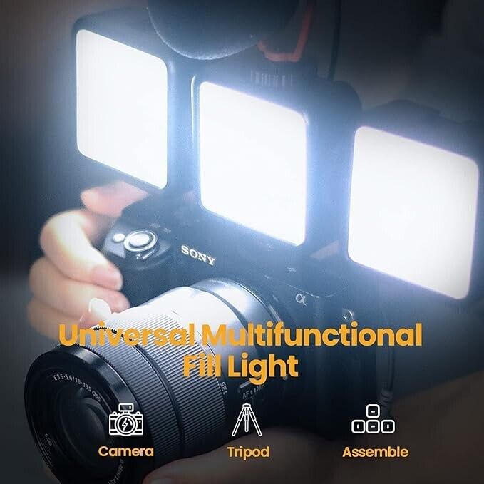 AgoKud LED Video Light + Micro Stent, Portable Photography Lighting 3000 CY Rech