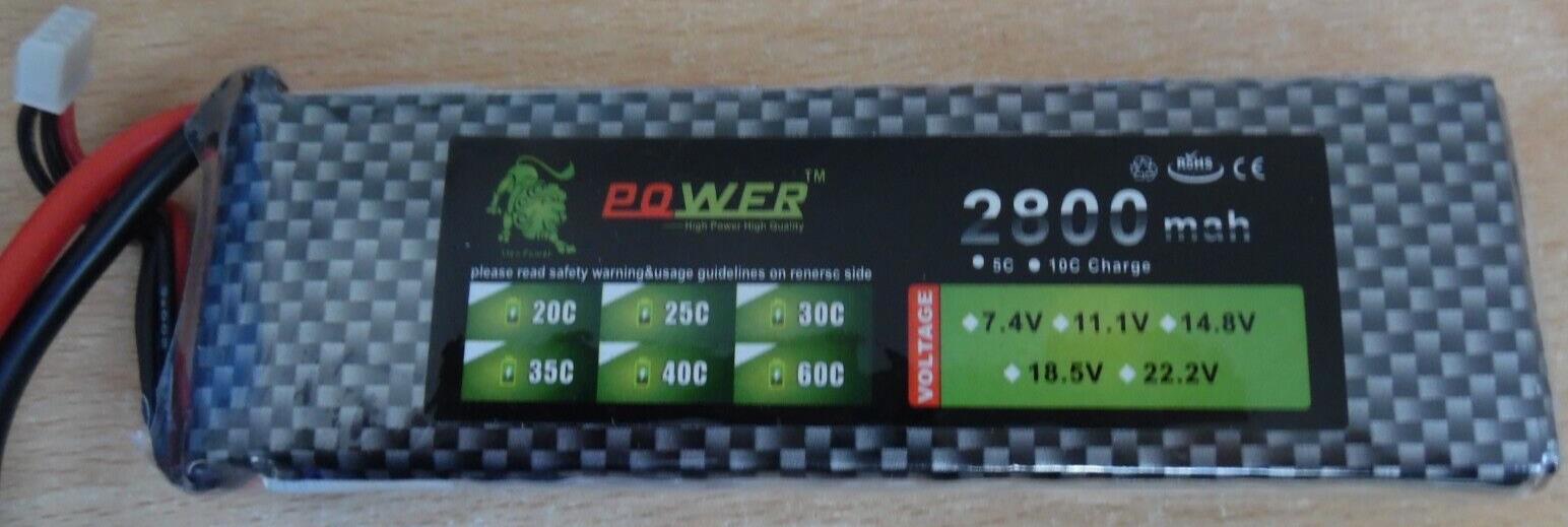 7.4V 2800mAh 2S RC LiPo Battery 10c Charge