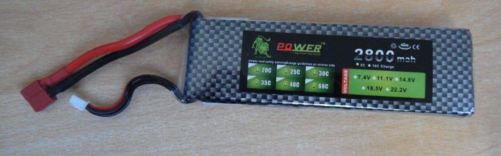 7.4V 2800mAh 2S RC LiPo Battery 10c Charge