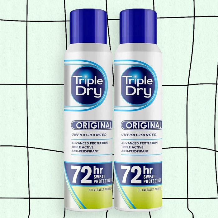 2 X Triple Dry Original Anti-Perspirant Spray 150ml | 72-Hour Sweat Protection