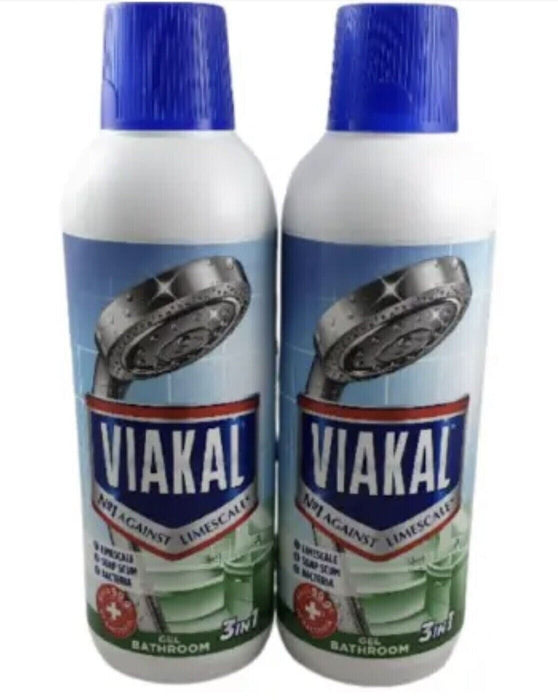 2x viakal bathroom gel 3 in 1 limescale remover gel 500ml