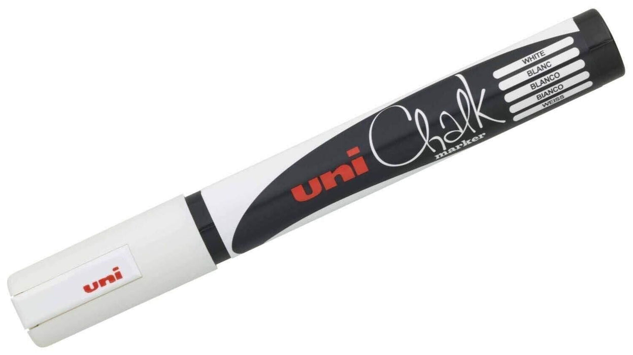 Uni TS-140135 PWE-5M Bullet Tip Chalk Marker, Medium, 1.8mm - 2.5mm Line Width,