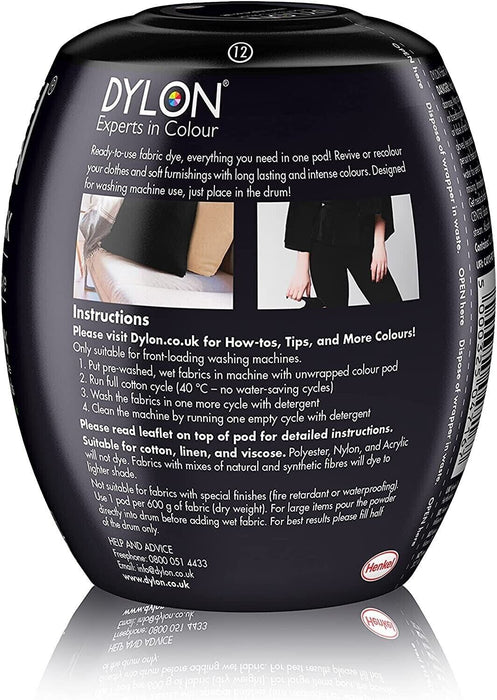 350G Intense Black Dylon Machine Dye Pod Powder Fabric Wash For Colour Clothes