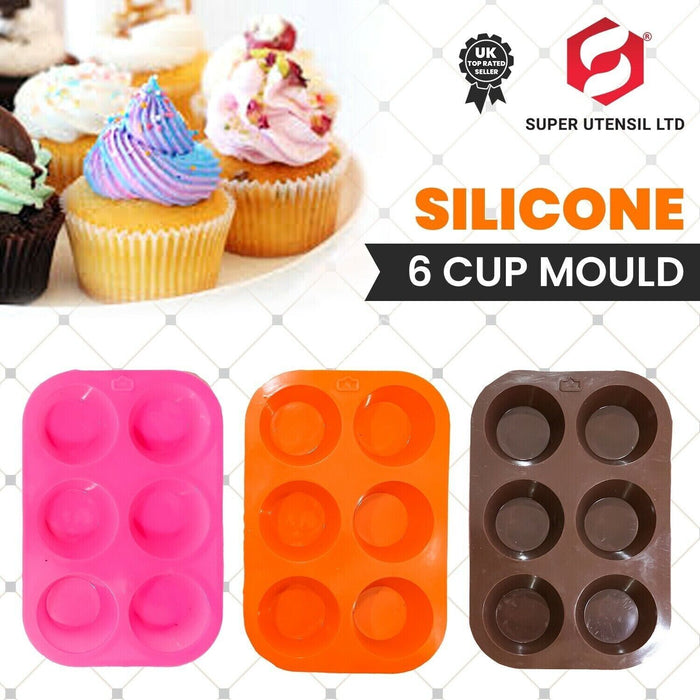 6 Cup Silicon Mini Muffin Pan Baking Cooking Tray Mould Bake Cup Assorted