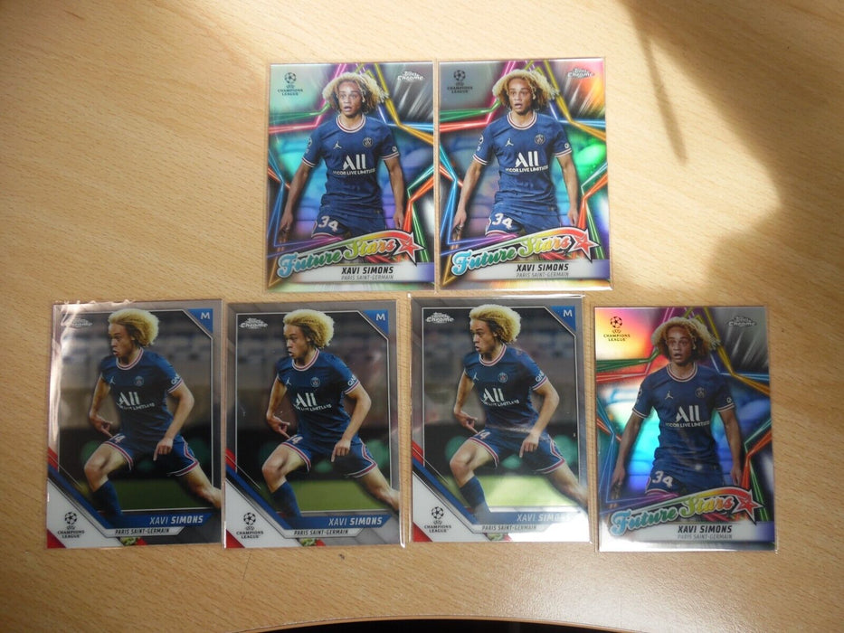 2022 Topps Chrome Blue Sapphire Xavi Simons Future Stars set of 6 cards