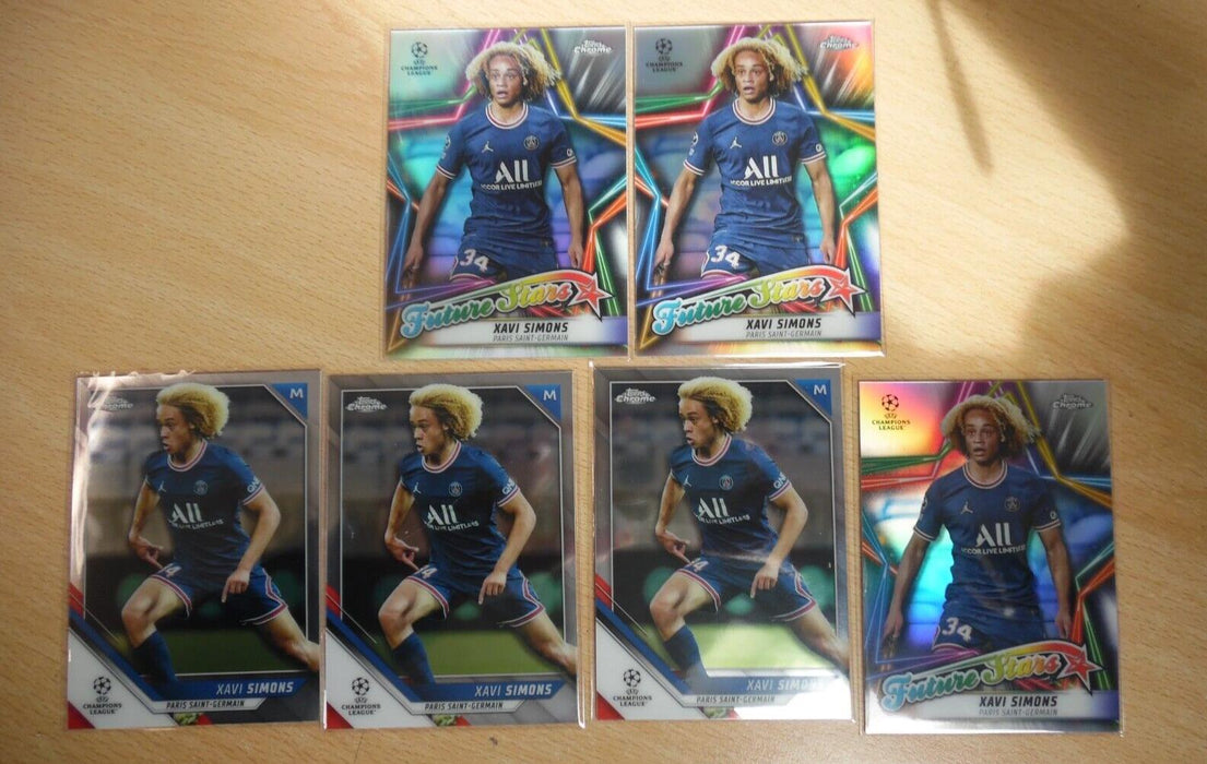 2022 Topps Chrome Blue Sapphire Xavi Simons Future Stars set of 6 cards